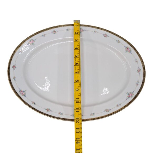 Vtg Noritake M Oval Platter Roses Gold Encrusted Rim N224 Japan 15.5 - Picture 5 of 11